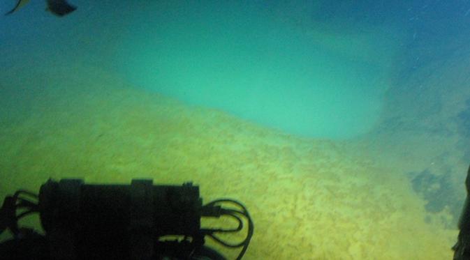 Kolam karbondioksida di dasar laut Santorini ( Rich Camilli, Woods Hole Oceanographic Institution)