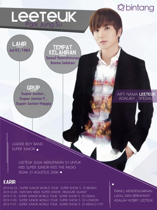  Infografis Musik Bio Leeteuk Suju [ Desain : Muhammad Iqbal Nurfajri/Bintang.com]