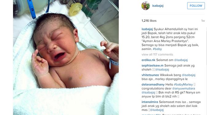 Isa Bajaj mengumumkan kelahiran anak pertamanya melalui akun Instagram pribadinya. (foto: instagram.com/isabajaj)