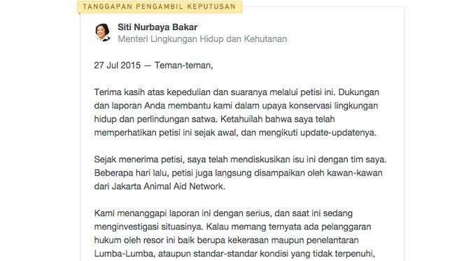 Tanggapan Menteri LHK Soal Petisi Lumba-lumba di Bali (change.org)