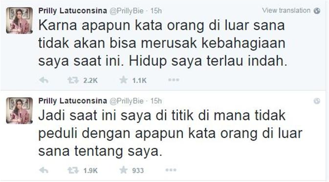 Klarifikasi Prilly Latuconsina soal isu foto bugil dan dirinya tidak perawan (via Twitter.com)