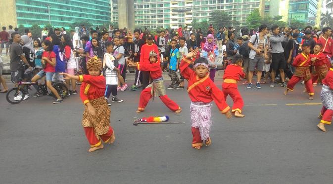 Suasana Car Free Day di Bundaran HI, Jakarta. (Liputan6.com/Ahmad Romadoni)