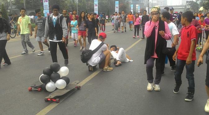 Suasana Car Free Day di Bundaran HI, Jakarta. (Liputan6.com/Ahmad Romadoni)