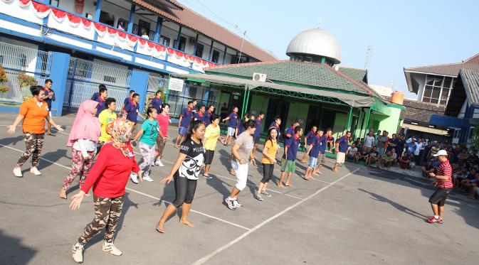 Kegembiraan warga binaan Rutan Kelas 1A Surakarta merayakan Hari Kemenangan RI. (Liputan6.com/Reza Kuncoro)