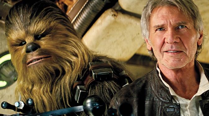 Chewbacca dan Han Solo (Harrison Ford) di hari pertama syuting Star Wars: The Force Awakens. Foto: EW