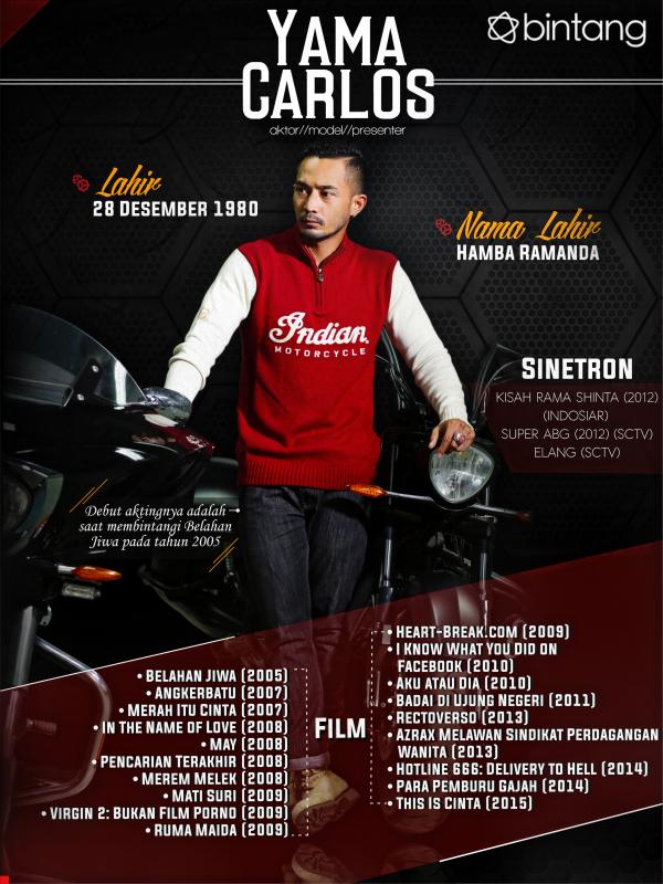 Infografis Celeb Bio Yama Carlos [ Photo : Galih W. Satria/Bintang.com . Desain : Muhammad Iqbal Nurfajri/Bintang.com]