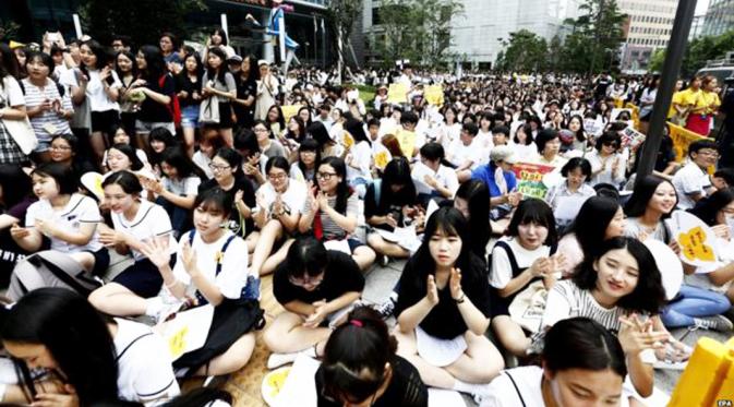 Protes dan sentimen anti-Jepang di Korea Selatan. (BBC)