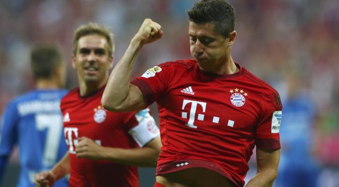 Robert Lewandowski sukses mencetak gol pada menit ke-53. (Reuters/Michaela Rehle)