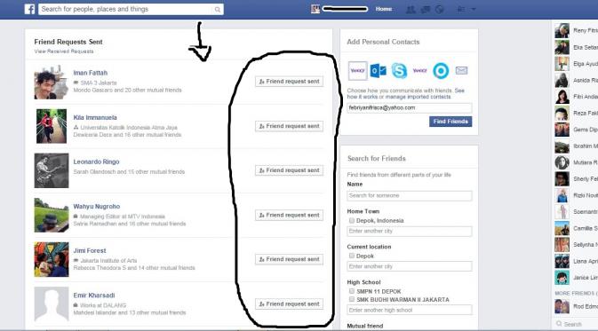 Muncul deh akun-akun Facebook yang belum terima dan menolak permintaan temanmu. (Via: facebook.com)