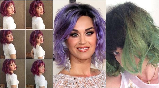 Perbandingan gaya rambut Marshanda dan Katy Perry (via istimewa)