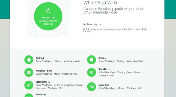 Tampilan WhatsApp Web yang kini mendukung pengguna iOS (Sumber : web.whatsapp.com)