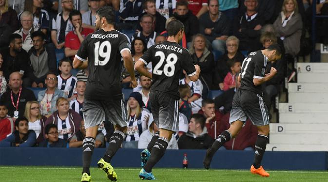 Selebrasi Pedro Rodriguez saat cetak gol ke gawang West Brom