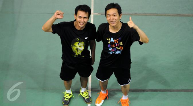 M Ahsan (kiri) dan Hendra Setiawan (Liputan6.com/Helmi Fithriansyah)