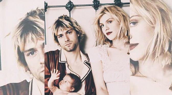 Courtney Love mengunggah fotonya bersama Kurt Cobain dan juga putrinya, Frances Bean Cobain. (foto: huffingtonpost)