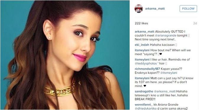 Postingan Matt Arkarna tentang Ariana Grande (via Instagram/Matt Arkarna)