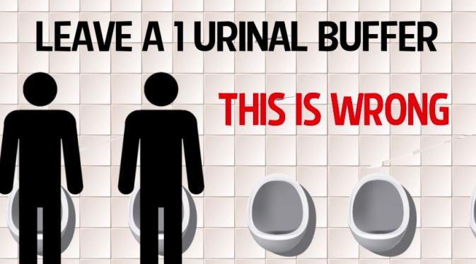 Sisakan satu space ketika pipis di urinoir. (Via: youtube.com)