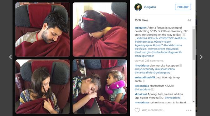 Wajah para pemain Elif saat tertidur yang diunggah sang produser. Inci Gulen. (foto: instagram.com/incigulen)