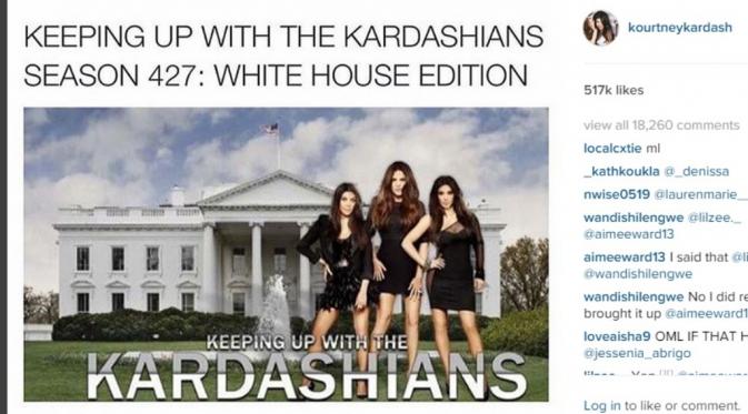 Meme Kourtney Kardashian soal Kanye West jadi presiden AS tahun 2020. (dok. Instagram)