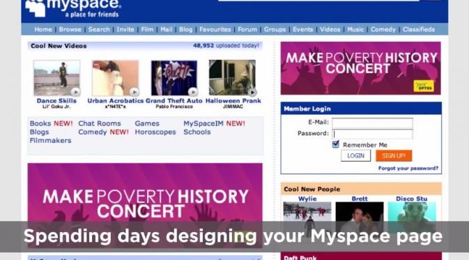 Nge-desain MySpace seharian. (Via: youtube.com)