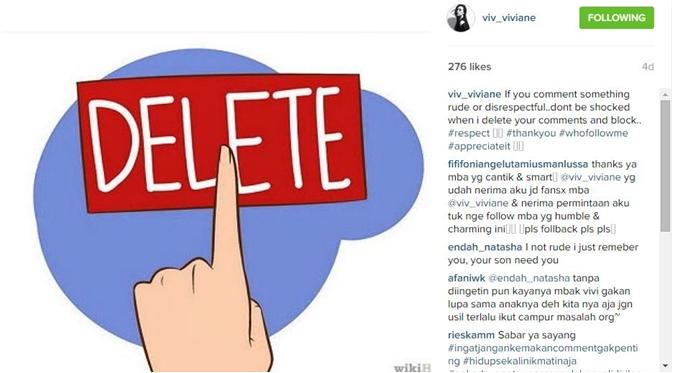 Ancaman Viviane untuk para haters (via Instagram/Viviane)