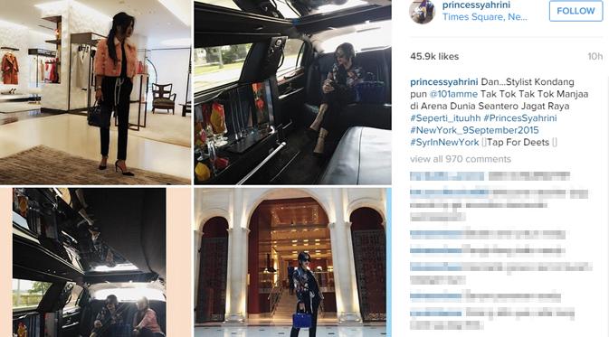 Syahrini memperlihatkan kemewahannya saat sedang berada di New York. (foto: instagramcom/princessyahrini)
