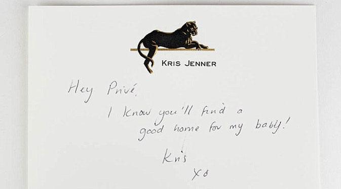 Pesan yang disertakan Kris Jenner (via dailymail.co.uk)