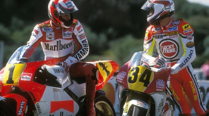 Rivalitas Wayne Rainey & Kevin Schwantz merupakan salah satu persaingan terpanas di ajang balap motor dunia. (Gpone)