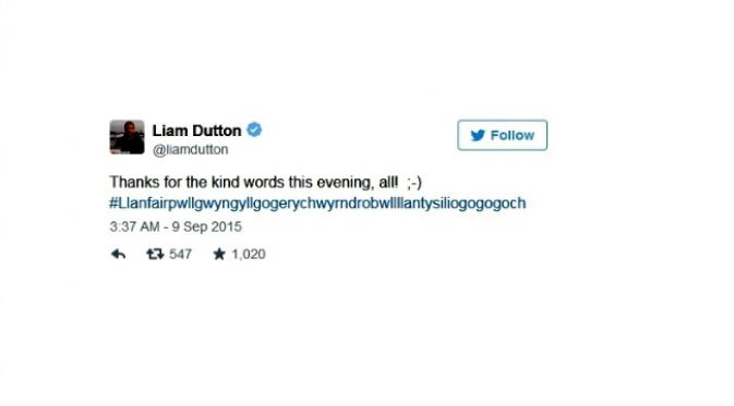 Cuplikan dari Twitter milik akun Liam Dutton