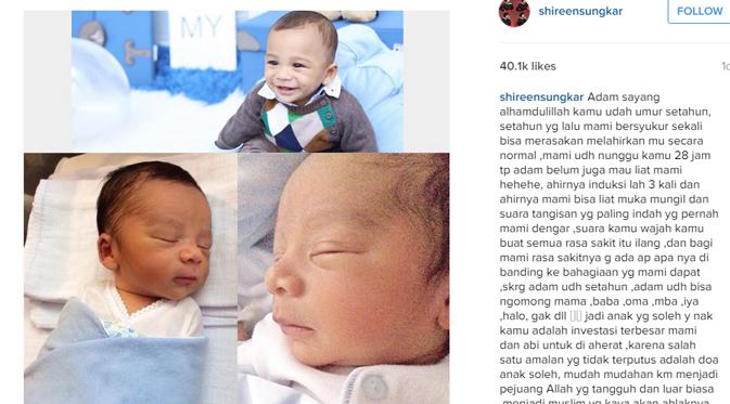Shireen Sungkar mengungkapkan perasaannya putranya sudah setahun. (foto: instagram.com/shireensungkar)