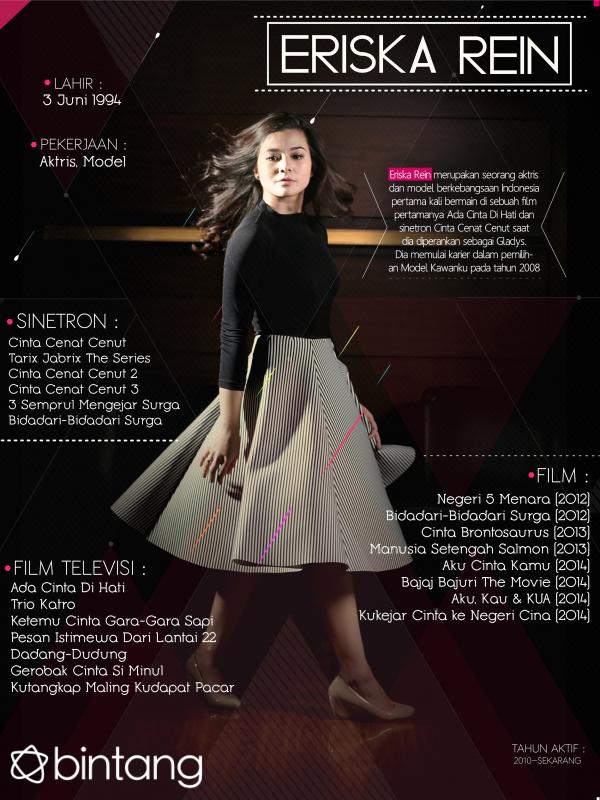 Infografis Celeb Bio Eriska Rein [Photo: Febio Hernanto/Bintang.com. Desain: Muhammad Iqbal Nurfajri/Bintang.com]