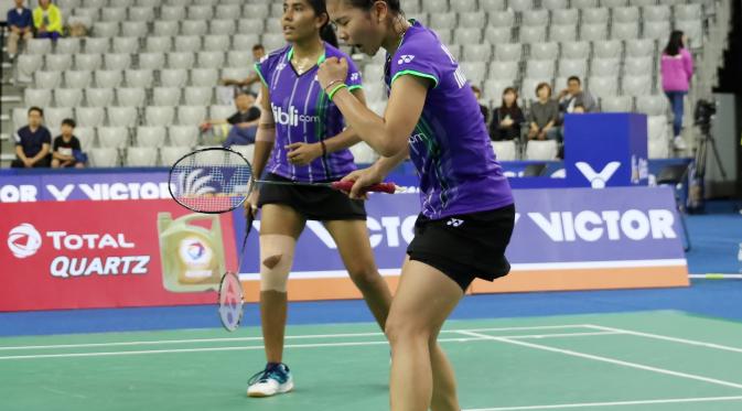 Ganda putri Indonesia Greysia Polii/Nitya Krishinda Maheswari akan menghadapi pasangan tuan rumah, Chang Ye Na/Lee So Hee, di final Korea Open Super Series 2015, Minggu (20/9/2015). (Liputan6.com/Humas PP PBSI)