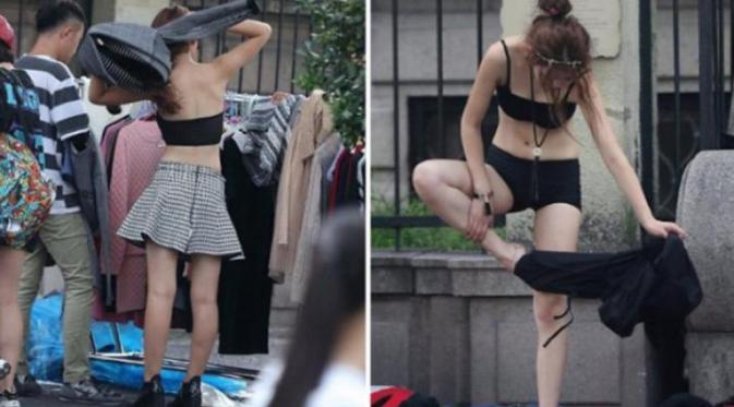 Ini Dia Model Seksi yang Nekad Ganti Baju di Pinggir Jalan | via: images.lollipop.sg