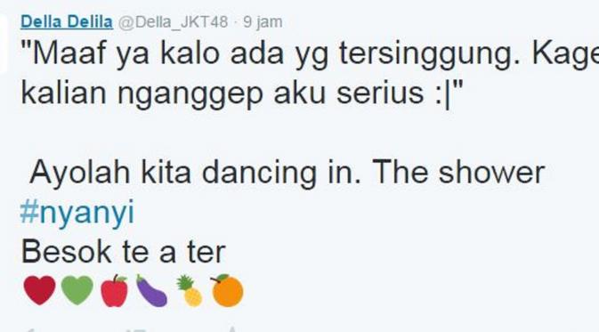 Permintaan Della JKT48 lewat Twitter (Twitter/@Della_JKT48)
